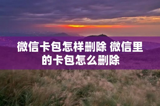 微信卡包怎样删除 微信里的卡包怎么删除