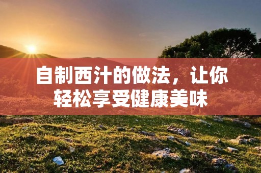 自制西汁的做法,让你轻松享受健康美味 自制西汁的做法,让你轻松享受健康美味