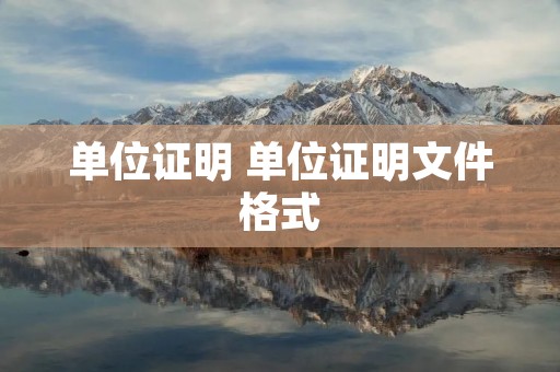 单位证明 单位证明文件格式