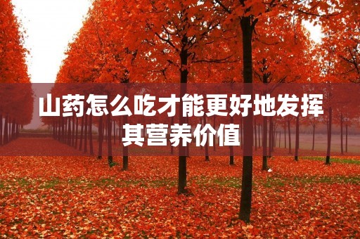 山药怎么吃才能更好地发挥其营养价值