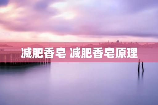 减肥香皂 减肥香皂原理
