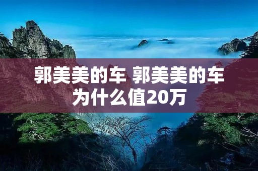 郭美美的车 郭美美的车为什么值20万
