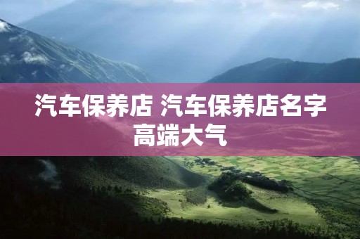 汽车保养店 汽车保养店名字高端大气