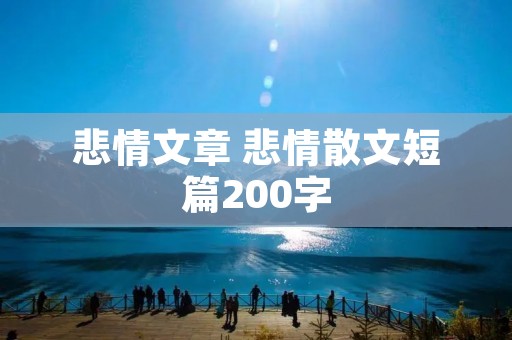 悲情文章 悲情散文短篇200字