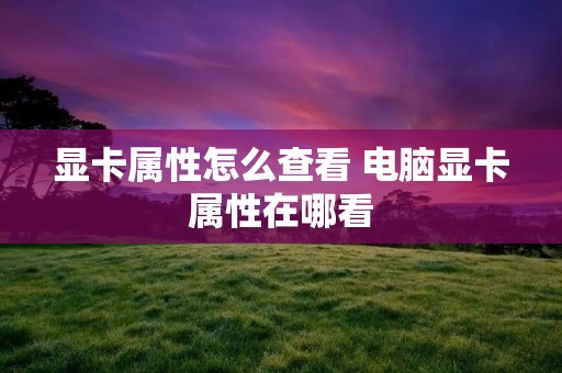显卡属性怎么查看 电脑显卡属性在哪看