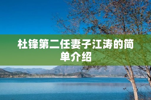 杜锋第二任妻子江涛的简单介绍 杜锋第二任妻子江涛的简单介绍