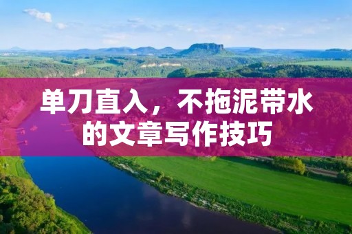 单刀直入，不拖泥带水的文章写作技巧