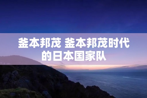 釜本邦茂 釜本邦茂时代的日本国家队