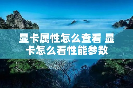 显卡属性怎么查看 显卡怎么看性能参数