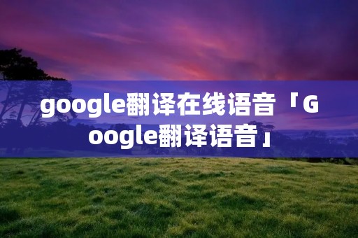 google翻译在线语音「Google翻译语音」 google翻译在线语音「Google翻译语音」