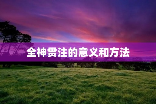 全神贯注的意义和方法