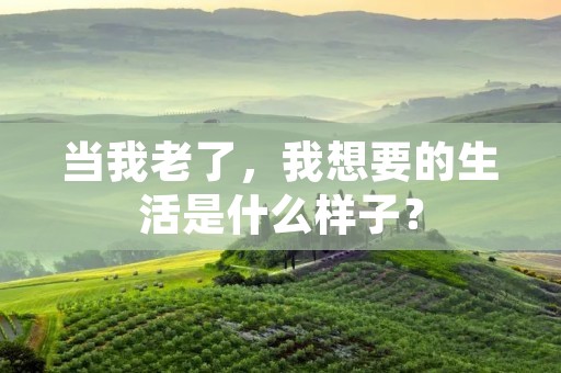 当我老了,我想要的生活是什么样子? 当我老了,我想要的生活是什么样子?