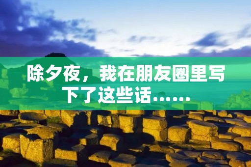 除夕夜,我在朋友圈里写下了这些话……