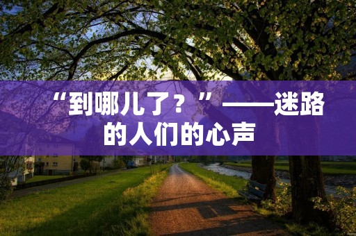 “到哪儿了?”——迷路的人们的心声 “到哪儿了?”——迷路的人们的心声