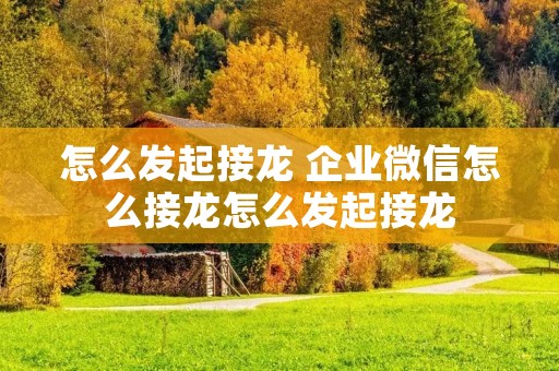 怎么发起接龙 企业微信怎么接龙怎么发起接龙