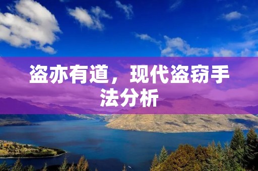 盗亦有道,现代**手法分析 盗亦有道,现代**手法分析