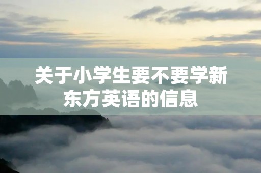 关于小学生要不要学新东方英语的信息