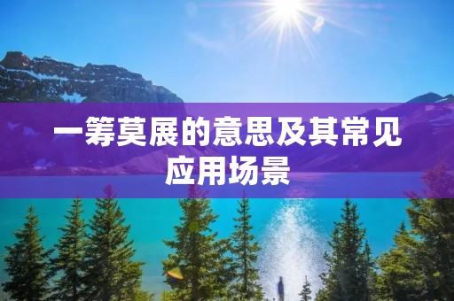 一筹莫展的意思及其常见应用场景