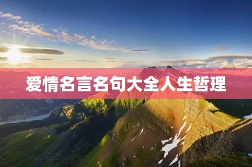 爱情名言名句大全人生哲理 爱情名言名句大全人生哲理