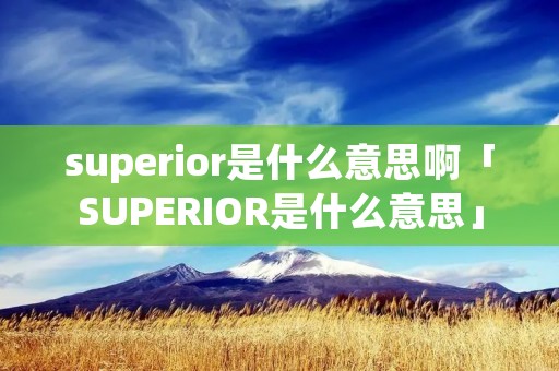 superior是什么意思啊「SUPERIOR是什么意思」 superior是什么意思啊「SUPERIOR是什么意思」