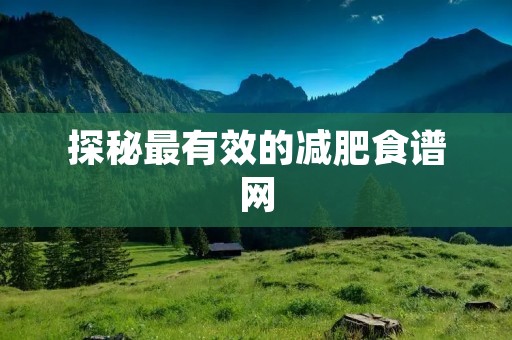 探秘最有效的减肥食谱网