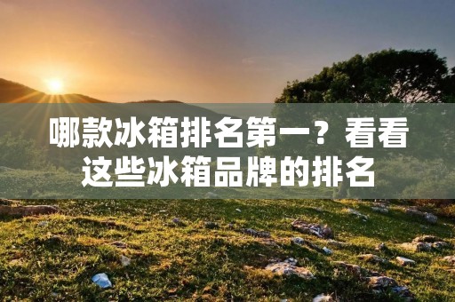 哪款冰箱排名第一？看看这些冰箱品牌的排名
