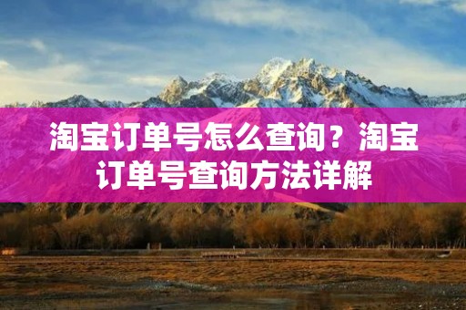 淘宝订单号怎么查询？淘宝订单号查询方法详解