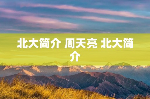 北大简介 周天亮 北大简介