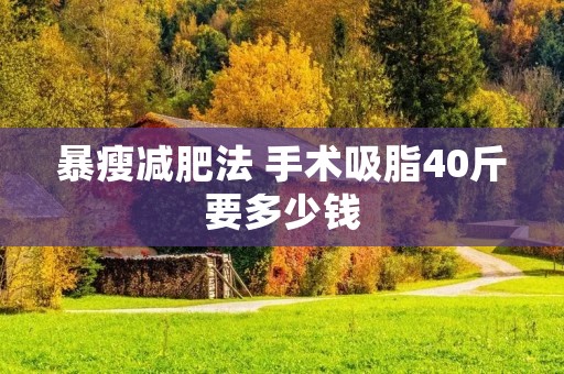 暴瘦减肥法 手术吸脂40斤要多少钱