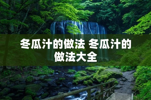 冬瓜汁的做法 冬瓜汁的做法大全 冬瓜汁的做法 冬瓜汁的做法大全