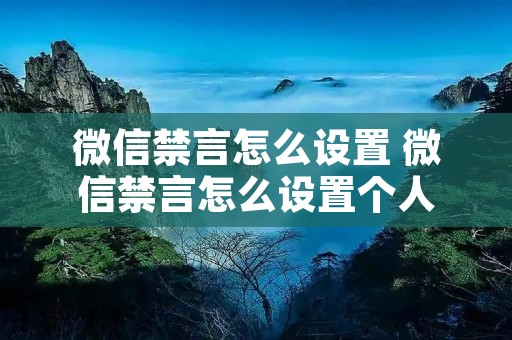 微信禁言怎么设置 微信禁言怎么设置个人