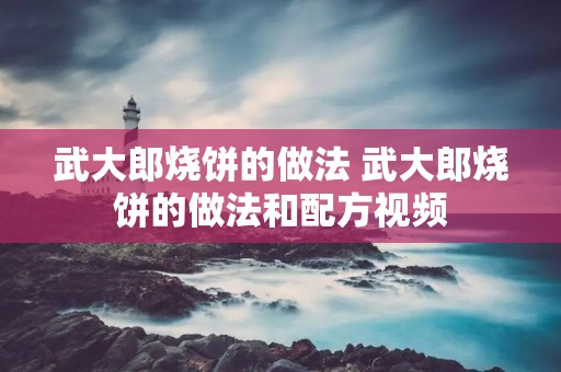 武大郎烧饼的做法 武大郎烧饼的做法和配方视频