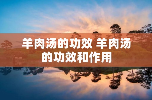 羊肉汤的功效 羊肉汤的功效和作用 羊肉汤的功效 羊肉汤的功效和作用