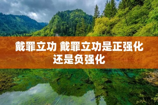 戴罪立功 戴罪立功是正强化还是负强化