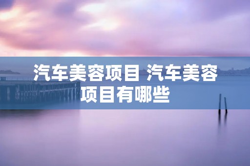汽车美容项目 汽车美容项目有哪些