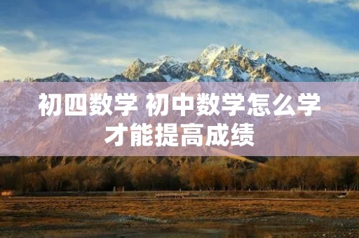 初四数学 初中数学怎么学才能提高成绩