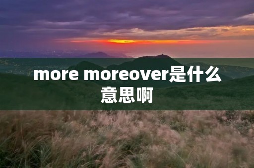 more moreover是什么意思啊