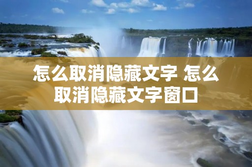 怎么取消隐藏文字 怎么取消隐藏文字窗口