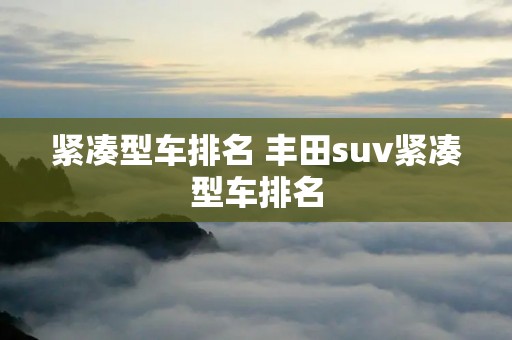 紧凑型车排名 丰田suv紧凑型车排名