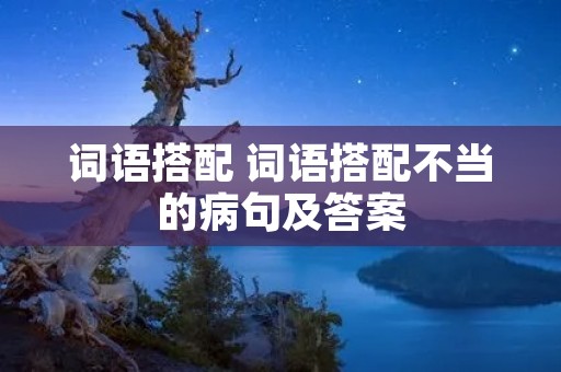 词语搭配 词语搭配不当的病句及答案