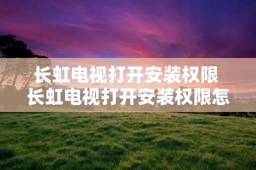 长虹电视打开安装权限 长虹电视打开安装权限怎么设置