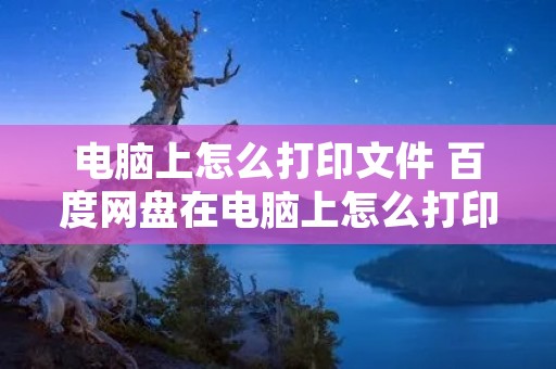 电脑上怎么打印文件 百度网盘在电脑上怎么打印文件