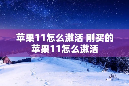 苹果11怎么激活 刚买的苹果11怎么激活