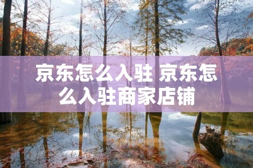 京东怎么入驻 京东怎么入驻商家店铺