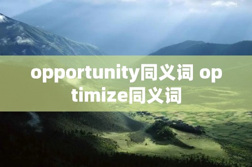 opportunity同义词 optimize同义词 opportunity同义词 optimize同义词