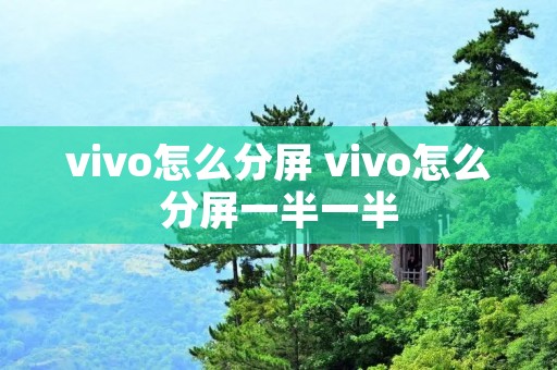 vivo怎么分屏 vivo怎么分屏一半一半