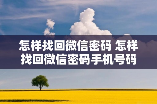 怎样找回微信密码 怎样找回微信密码手机号码不用了