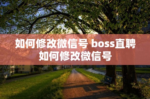 如何修改微信号 boss直聘如何修改微信号