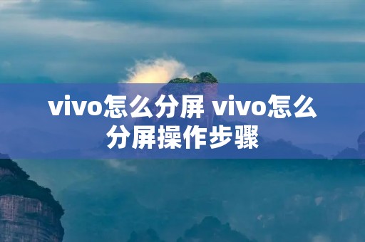 vivo怎么分屏 vivo怎么分屏操作步骤 vivo怎么分屏 vivo怎么分屏操作步骤