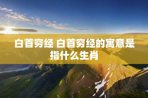 白首穷经 白首穷经的寓意是指什么生肖 白首穷经 白首穷经的寓意是指什么生肖
